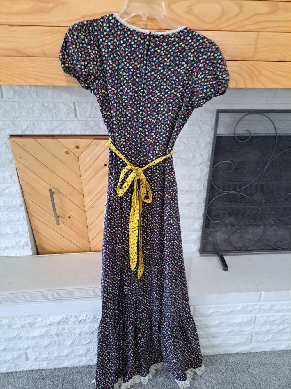 Vintage 70's Floral Patchwork Prairie Maxi Dress Lace Trim Multi-Color S Cotton - Picture 11 of 16